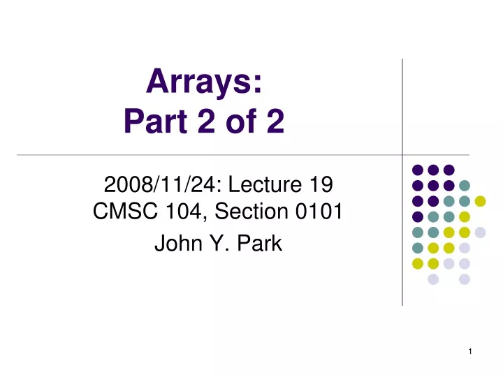 arrays part 2 of 2