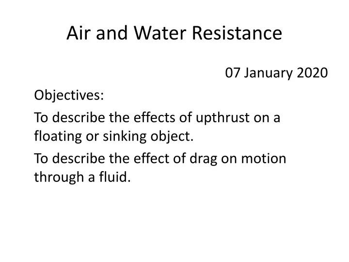 air and water resistance