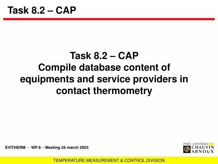 task 8 2 cap compile database content of equipments and service providers in contact thermometry