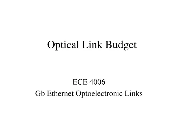 optical link budget