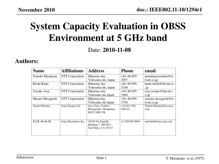 system capacity evaluation in obss environment at 5 ghz band