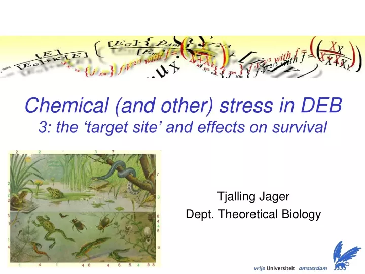 chemical and other stress in deb 3 the target site and effects on survival