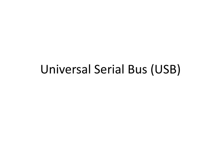 universal serial bus usb