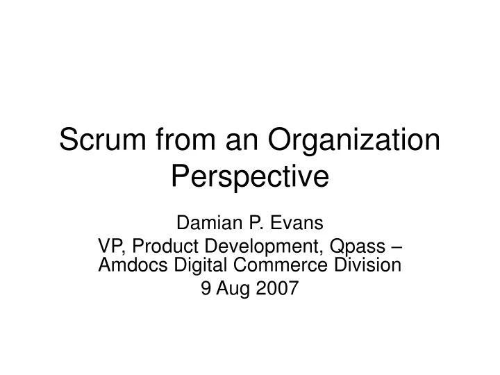 scrum from an organization perspective