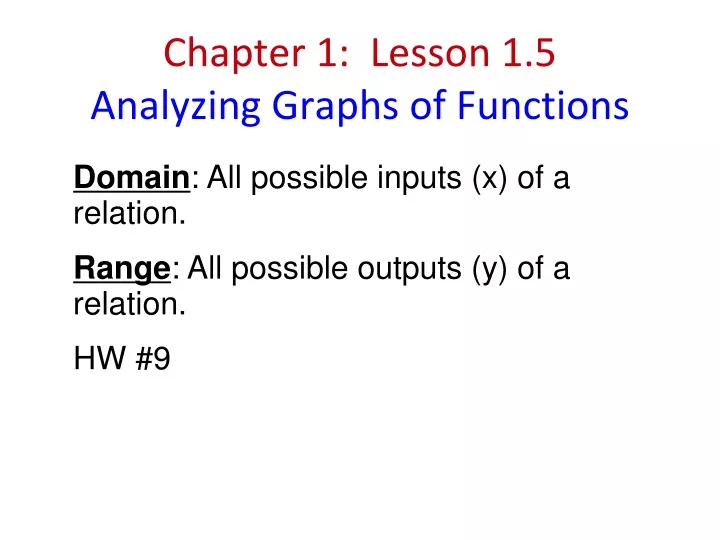 chapter 1 lesson 1 5 analyzing graphs of functions
