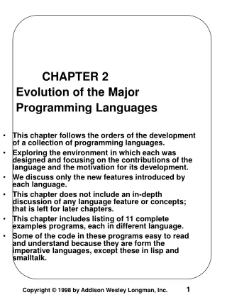 CHAPTER 2     Evolution of the Major     Programming Languages