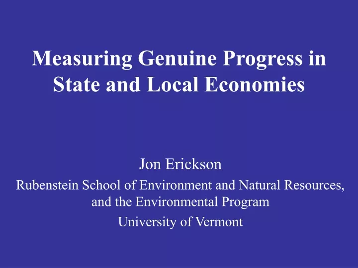 measuring genuine progress in state and local economies