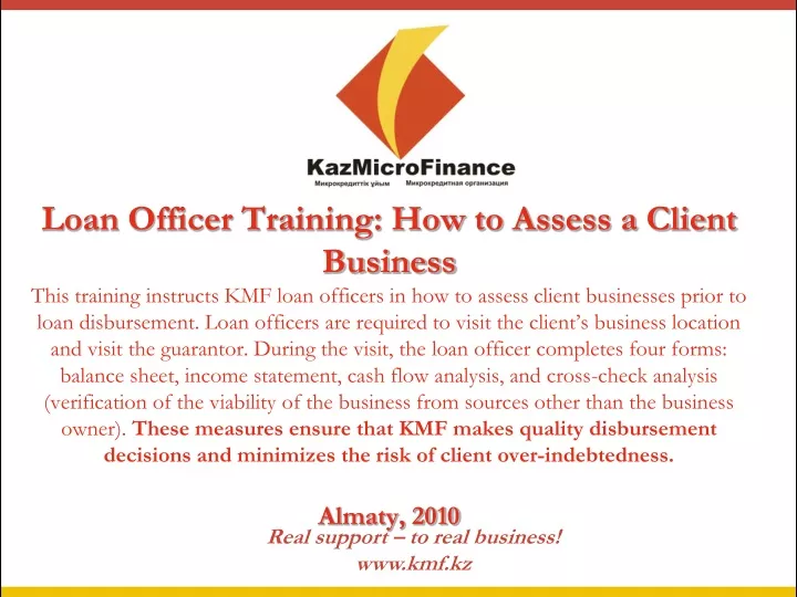loan officer training how to assess a client