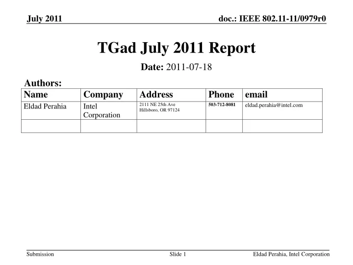 tgad july 2011 report