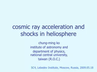 cosmic ray acceleration and shocks in heliosphere