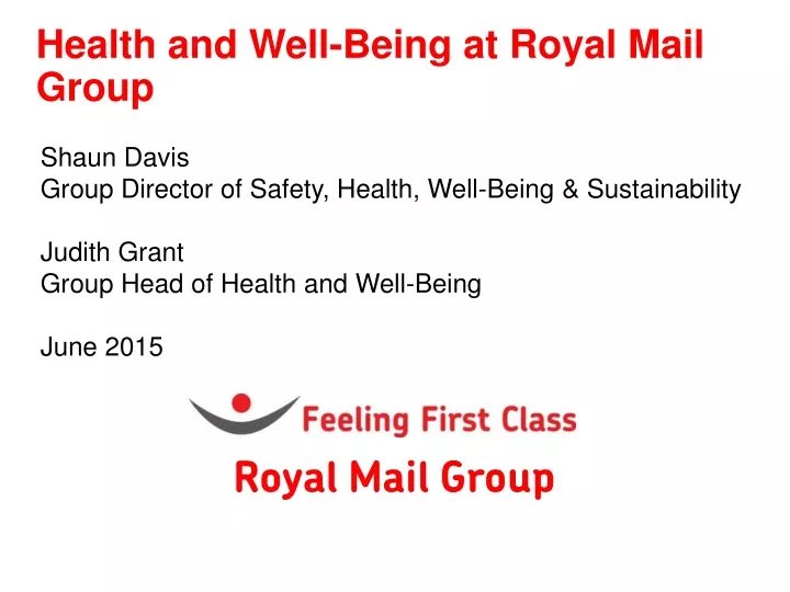 health and well being at royal mail group