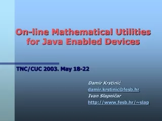 On-line Mathematical Utilities for Java Enabled Devices