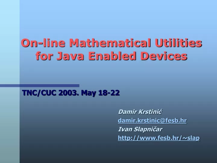 on line mathematical utilities for java enabled devices