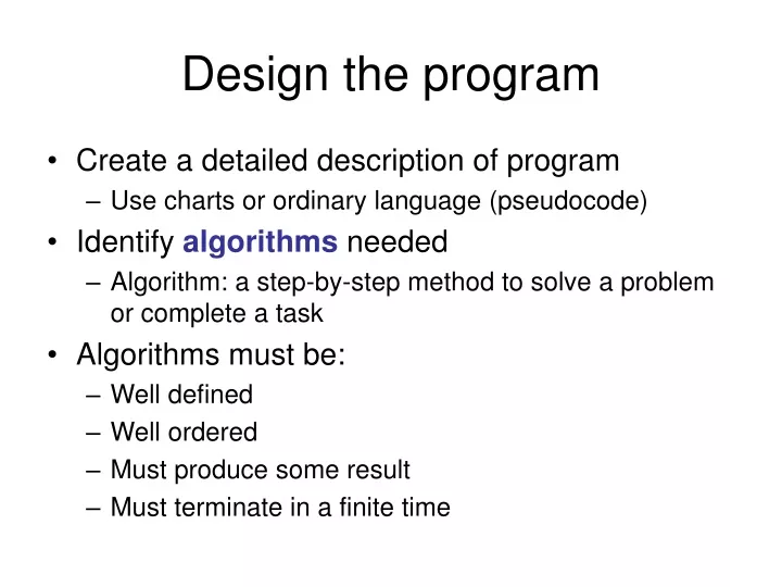 design the program