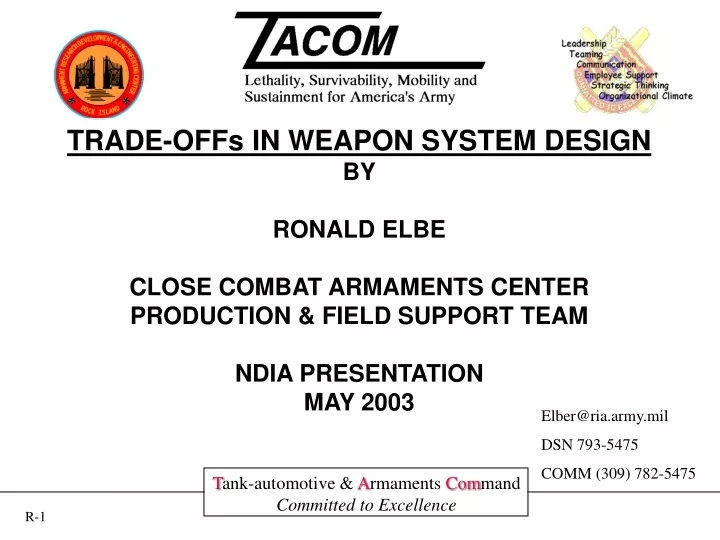 trade offs in weapon system design by ronald elbe