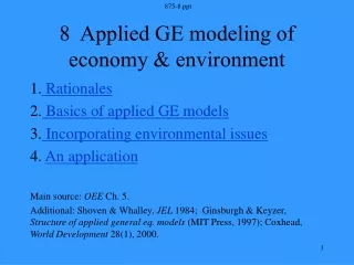 8  Applied GE modeling of economy &amp; environment