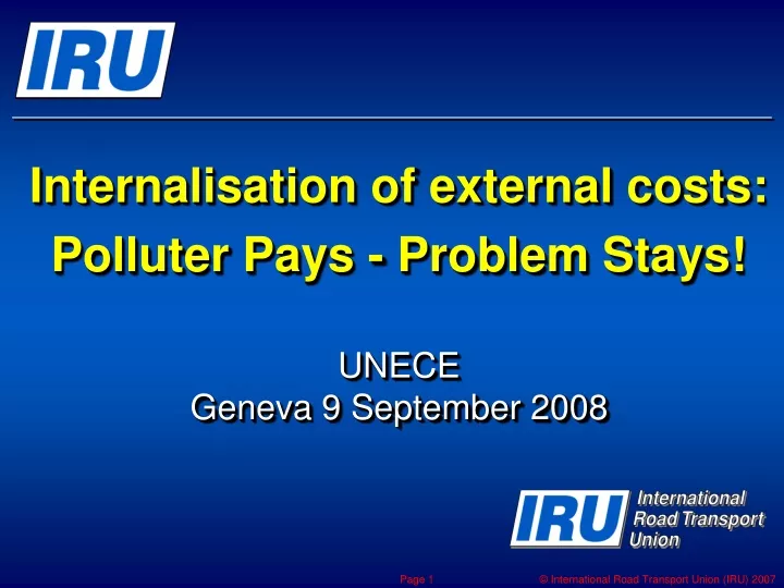 internalisation of external costs polluter pays