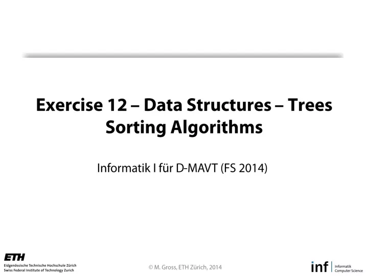 exercise 12 data structures trees sorting algorithms