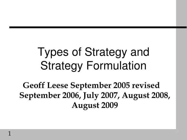 types of strategy and strategy formulation