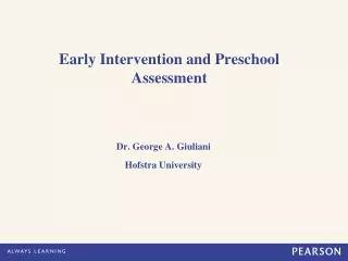 Early Intervention and Preschool Assessment
