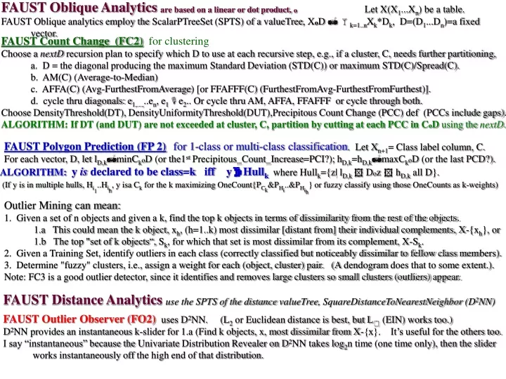 faust oblique analytics are based on a linear