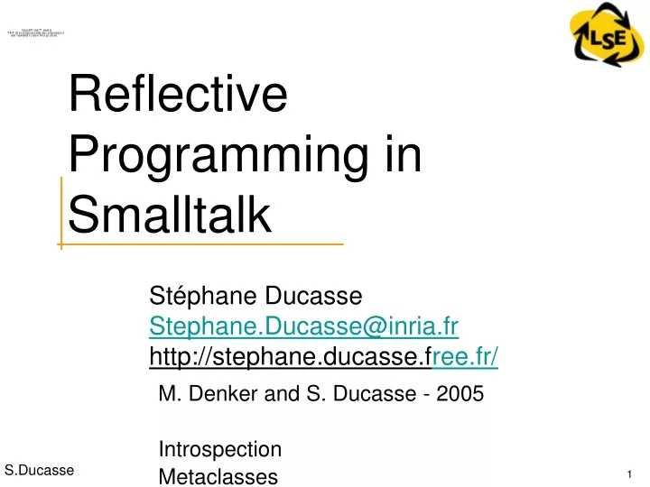 reflective programming in smalltalk