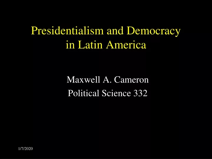 presidentialism and democracy in latin america