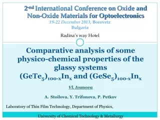 2 -nd  International Conference on  Oxide and Non-Oxide Materials for Optoelectronics