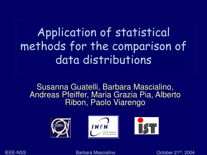 application of statistical methods for the comparison of data distributions