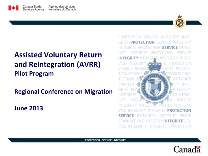 assisted voluntary return and reintegration avrr pilot program