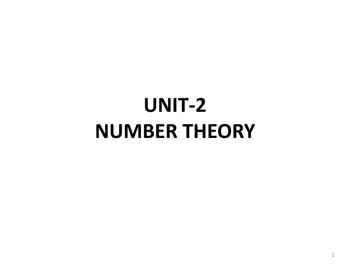 unit 2 number theory