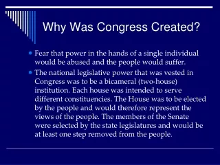 Why Was Congress Created?