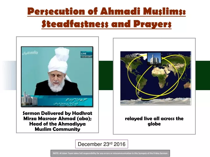 persecution of ahmadi muslims steadfastness