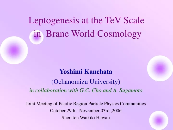leptogenesis at the tev scale in brane world cosmology