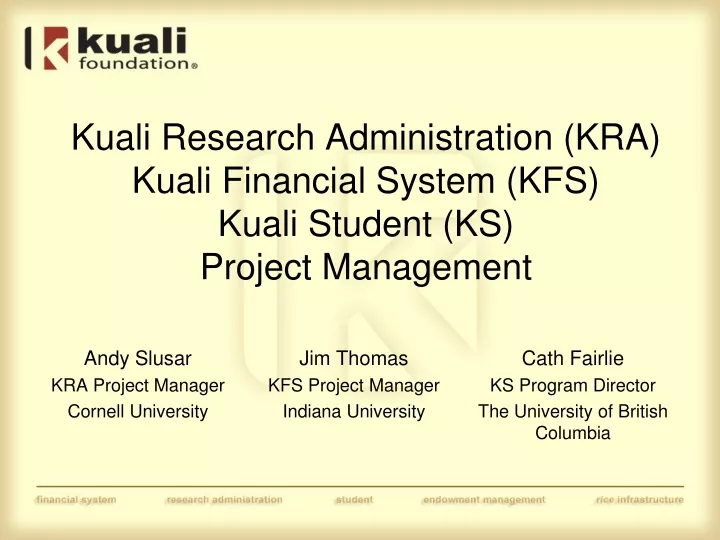 kuali research administration kra kuali financial system kfs kuali student ks project management