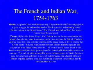 The French and Indian War, 1754-1763