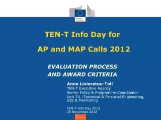 TEN-T Info Day for           AP and MAP Calls 2012