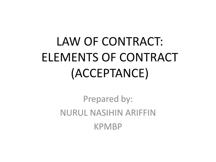 law of contract elements of contract acceptance