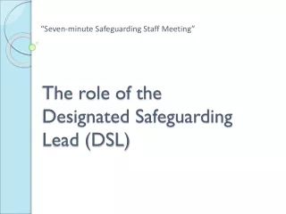 The role of the Designated Safeguarding Lead (DSL)