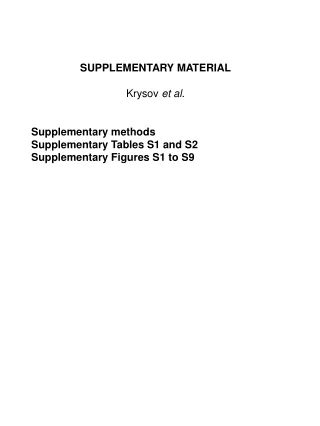 SUPPLEMENTARY MATERIAL Krysov  et al . Supplementary methods Supplementary Tables S1 and S2