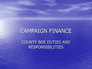 CAMPAIGN FINANCE