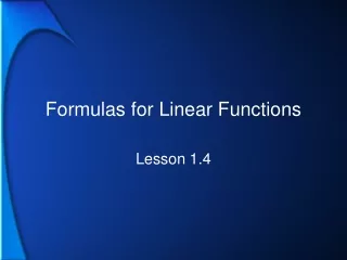 Formulas for Linear Functions