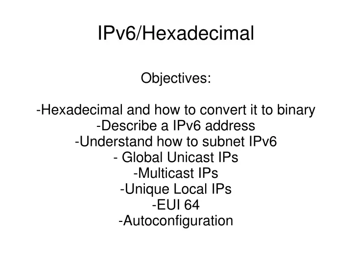ipv6 hexadecimal