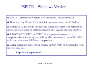 PSPICE – Windows Version