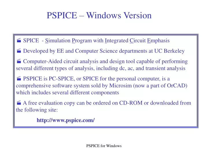 pspice windows version