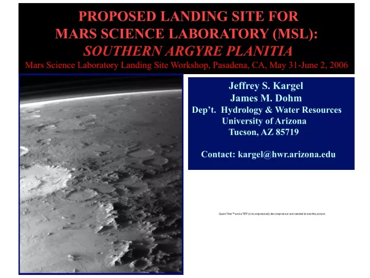 proposed landing site for mars science laboratory