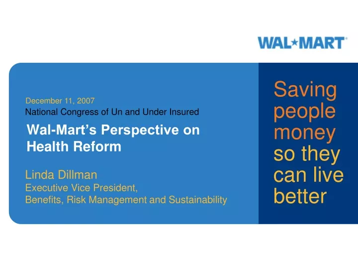 wal mart s perspective on health reform