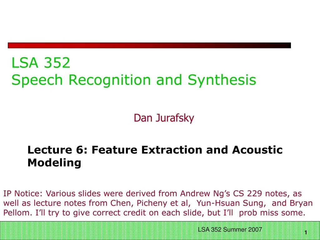 PPT - Feature Extraction and Acoustic Modeling in Speech Recognition ...