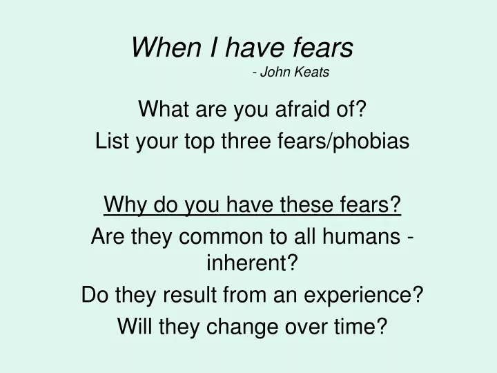 when i have fears john keats