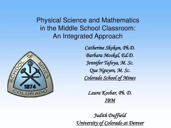 physical science and mathematics in the middle